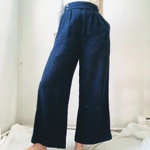 JCrew navy linen wide leg pleated trouser, xs